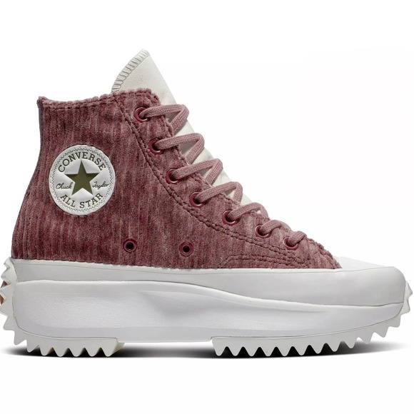 Converse Run Star Hike Platform Maroon‎ Corduroy Velour Womens 9 UK 6.5 EU 40.5 - Picture 1 of 12